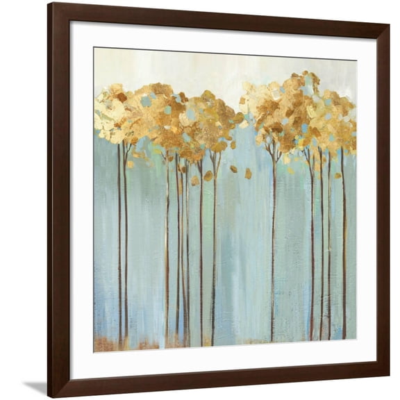 Art.com Teal Trees II Art Print by Allison Pearce, Brown Frame Wall Art, 38" x 38"