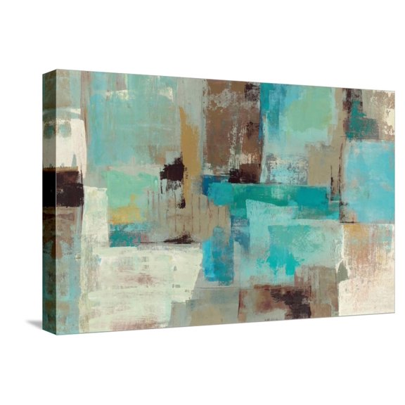 Art.com Teal and Aqua Reflections V2 Stretched Canvas Print Wall Art by Silvia Vassileva, 24" x 16"