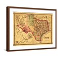 thumbnail image 1 of Art.com Texas - Panoramic Map Art Print by Lantern Press, Brown Frame Wall Art, 29" x 23", 1 of 5