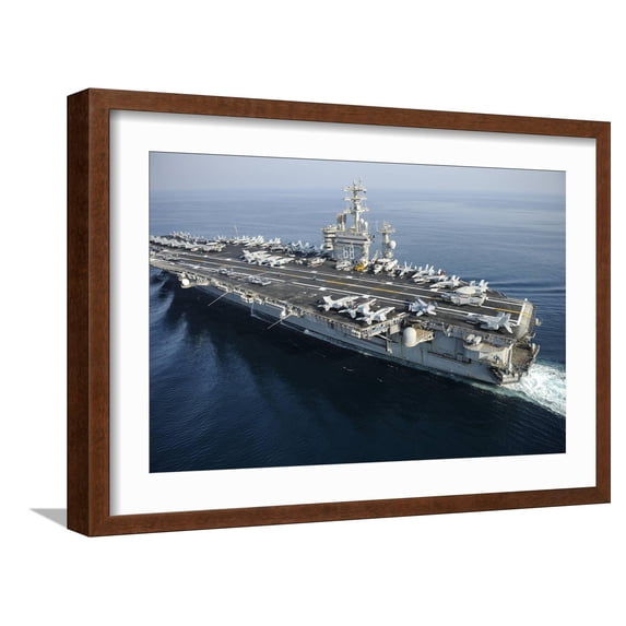 Art.com The Aircraft Carrier USS Nimitz Is Underway in the Arabian Gulf Photographic Print, Brown Frame Wall Art, 23" x 17"