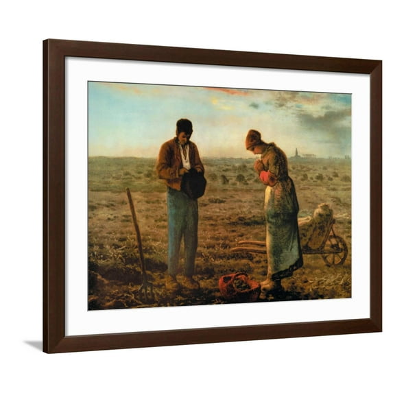 Art.com The Angelus Art Print by Jean-Fran?ois Millet, Brown Frame Wall Art, 40" x 32"