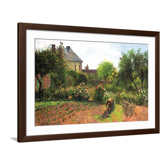 Art.com The Artist Garden at Eragny Art Print by Camille Pissarro, Brown Frame Wall Art, 44" x 32"