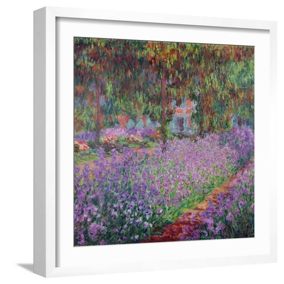 Art.com The Artist's Garden At Giverny, c.1900 Giclee Print by Claude Monet, White Frame Wall Art, 21" x 17"