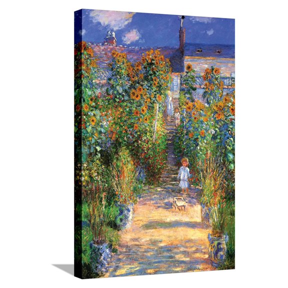 Art.com The Artist's Garden at Vetheuil Stretched Canvas Print Wall Art by Claude Monet, 16" x 24"