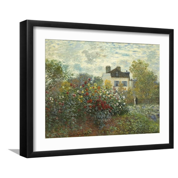Art.com The Artist's Garden in Argenteuil (A Corner of the Garden with Dahlias), 1873 Giclee Print by Claude Monet, Black Frame Wall Art, 21" x 17"