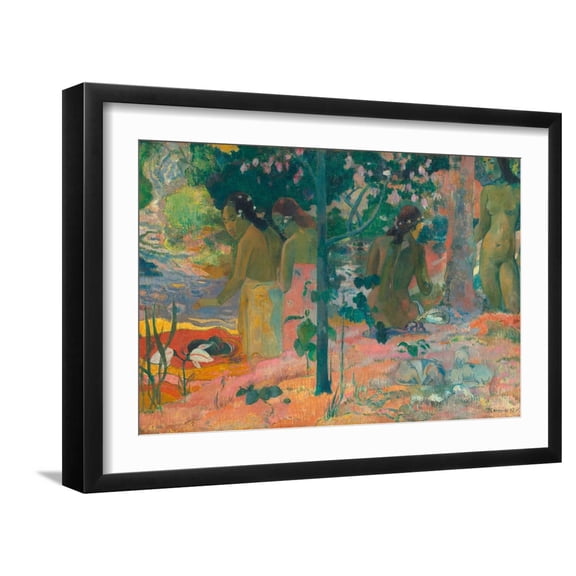 Art.com The Bathers Art Print by Paul Gauguin, Black Frame Wall Art, 23" x 17"