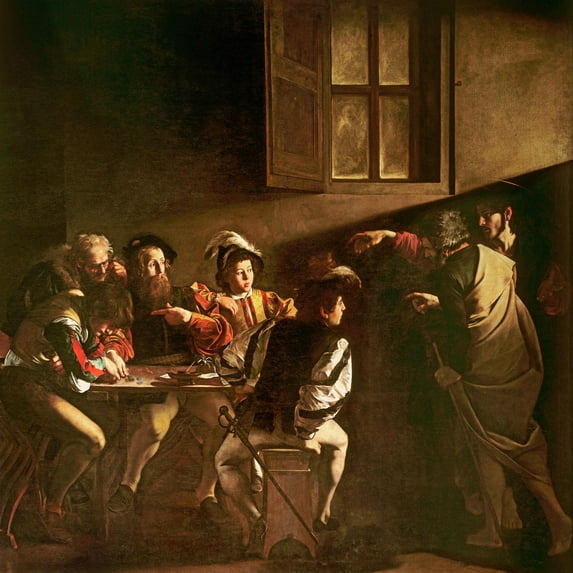 Art.com The Calling of St. Matthew, C.1598-1601 Giclee Print by Caravaggio, 24" x 24"