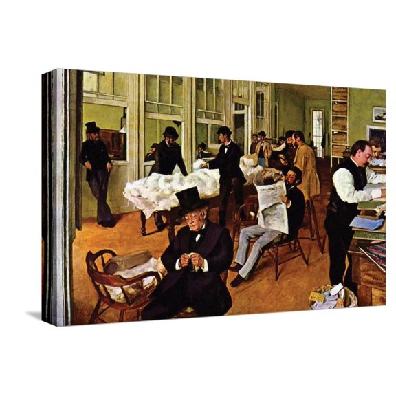 Art.com The Cotton Exchange Stretched Canvas Print Wall Art by Edgar Degas, 18" x 12"