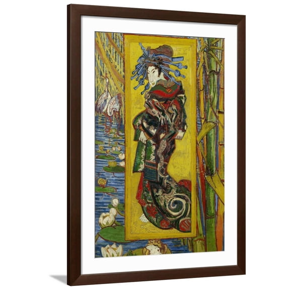 Art.com The Courtesan (After Eise), 1887 Giclee Print by Vincent van Gogh, Brown Frame Wall Art, 32" x 44"
