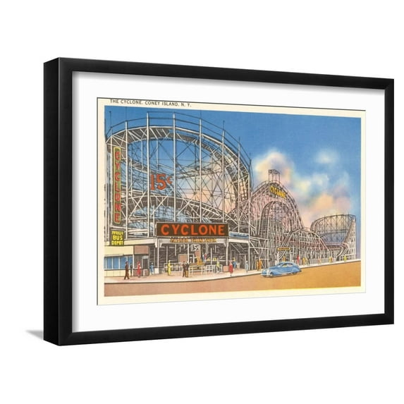 Art.com The Cyclone, Coney Island, New York Art Print, Black Frame Wall Art, 23" x 17"