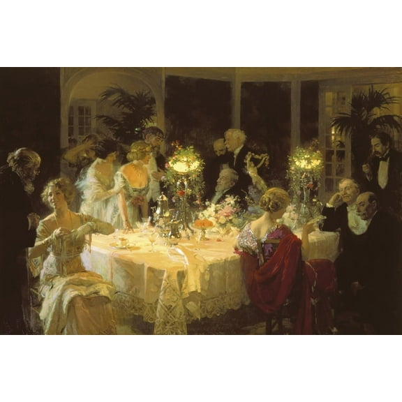 Art.com The Dinner Party Art Print by Jules-Alexandre Grün, 18" x 12"