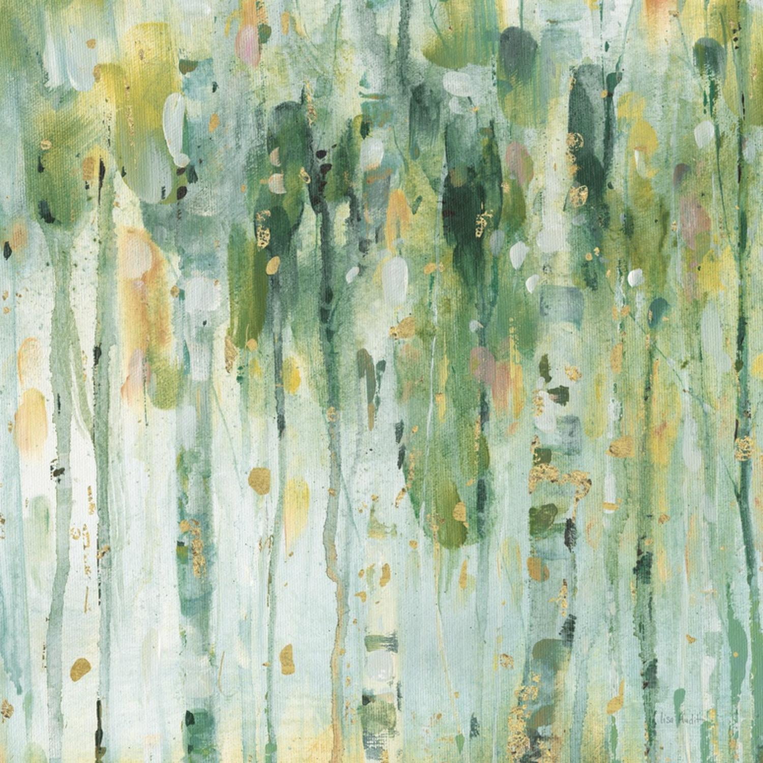 Green and Gold Abstract Forest Canvas Art for Kids