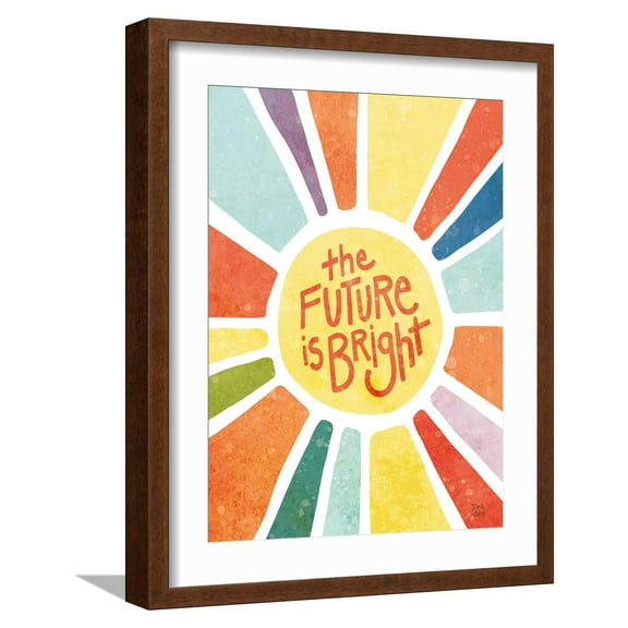 Art.com The Future Is Bright Art Print by Dina June, Brown Frame Wall Art, 17" x 21"