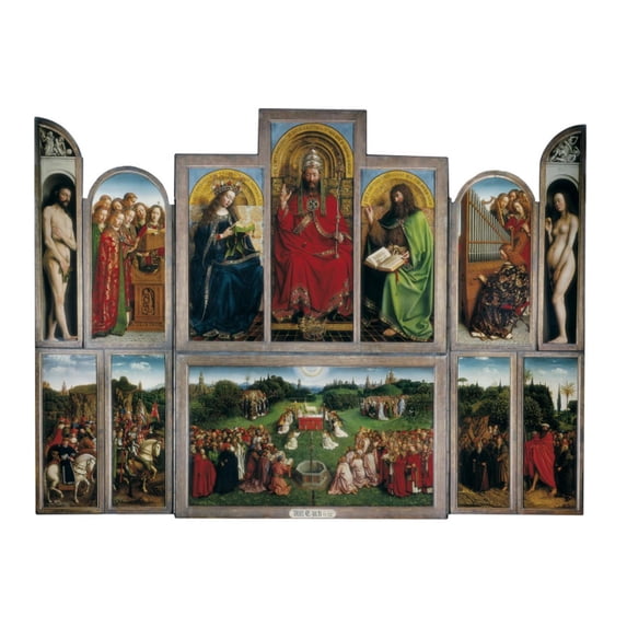 Art.com The Ghent Altarpiece or Adoration of the Mystic Lamb Art Print by Hubert & Jan Van Eyck, 32" x 24"