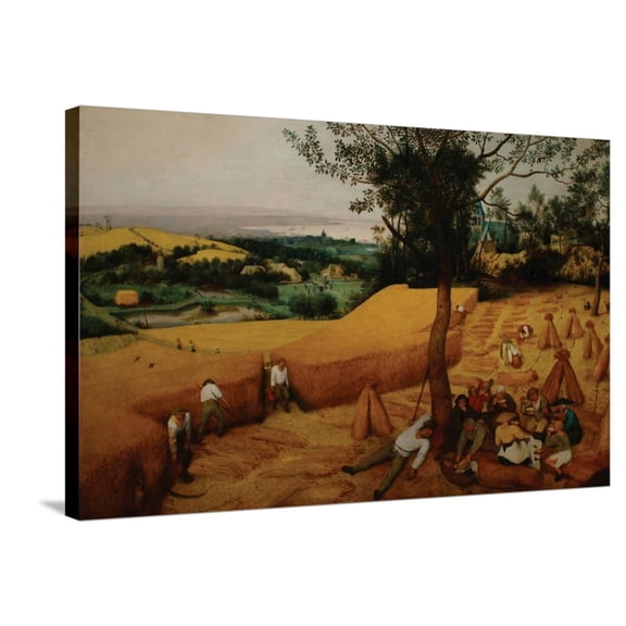 Art.com The Harvesters Stretched Canvas Print Wall Art by Pieter Breughel the Elder, 36" x 24"