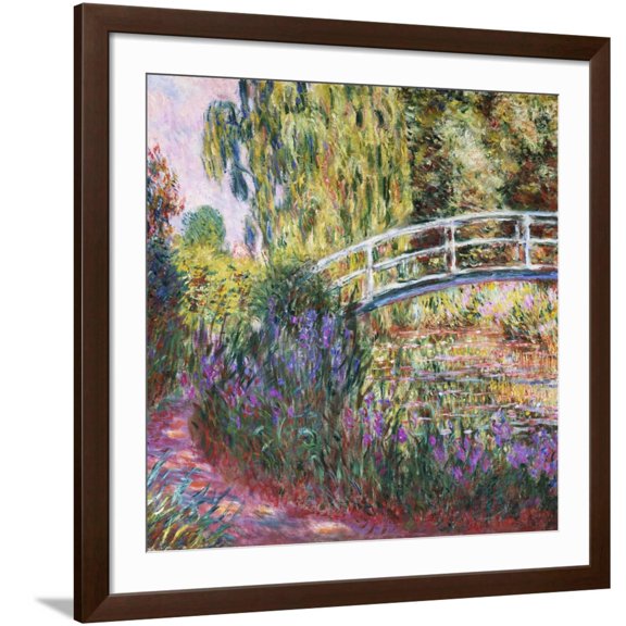 Art.com The Japanese Bridge, Pond with Water Lilies, 1900 Giclee Print by Claude Monet, Brown Frame Wall Art, 38" x 38"