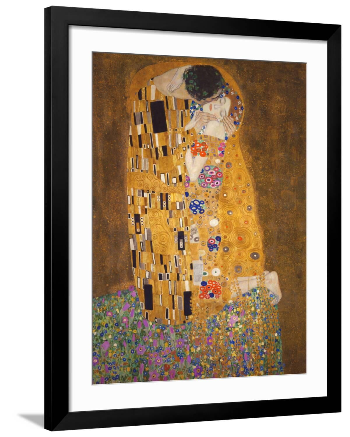Art.com The Kiss, c.1907 Art Print by Gustav Klimt, Black Frame Wall ...