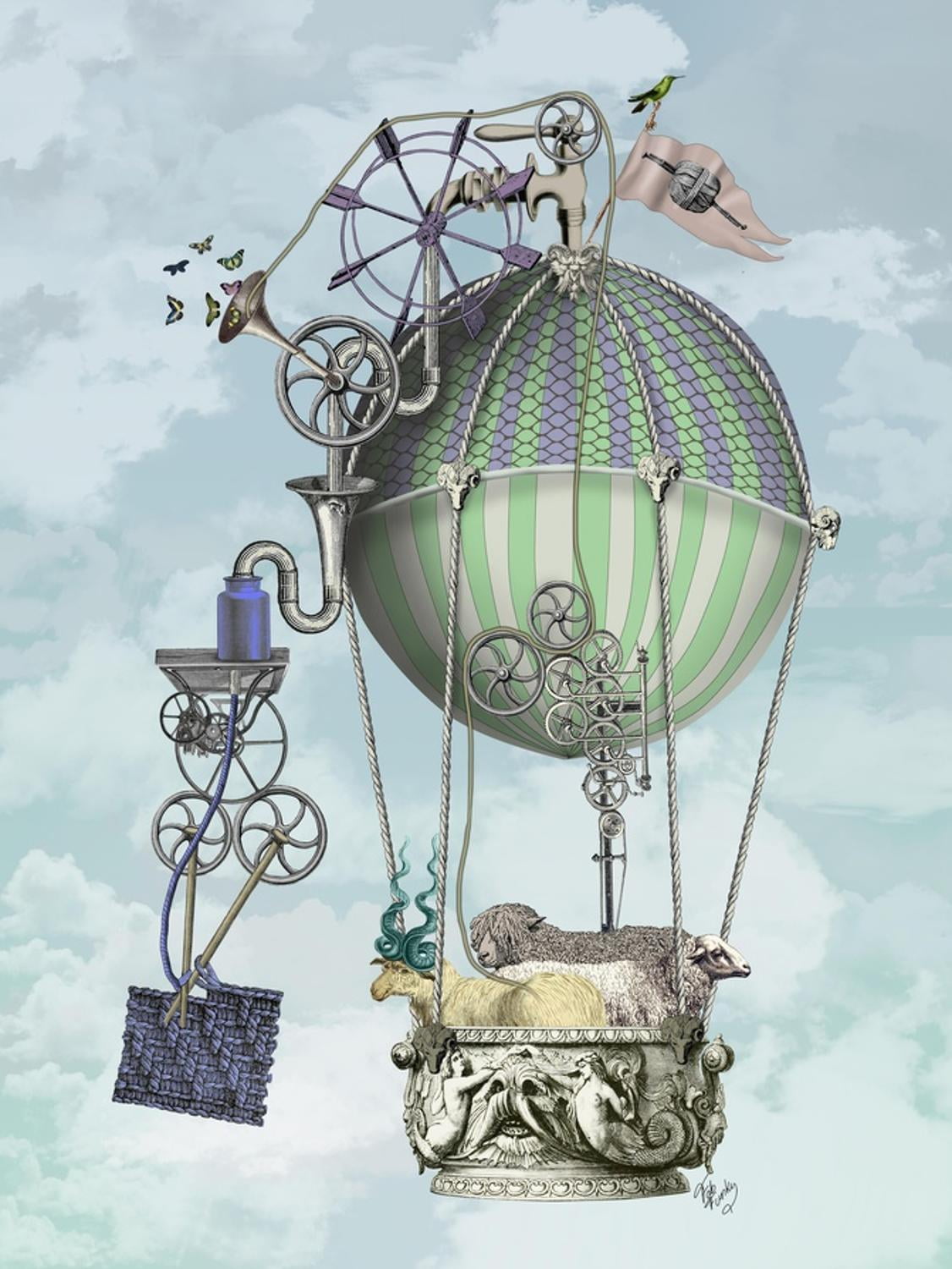 Art.com The Knitting Machine Art Print by Fab Funky, 12
