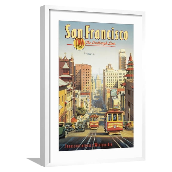 Art.com The Lindbergh Line, San Francisco, California Art Print by Kerne Erickson, White Frame Wall Art, 21" x 29"
