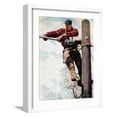 thumbnail image 1 of Art.com The Lineman (or Telephone Lineman on Pole) Giclee Print by Norman Rockwell, White Frame Wall Art, 17" x 21", 1 of 5