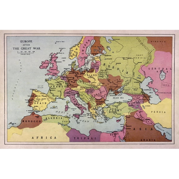 Art.com The Map of Europe after World War One Art Print, 24" x 16"