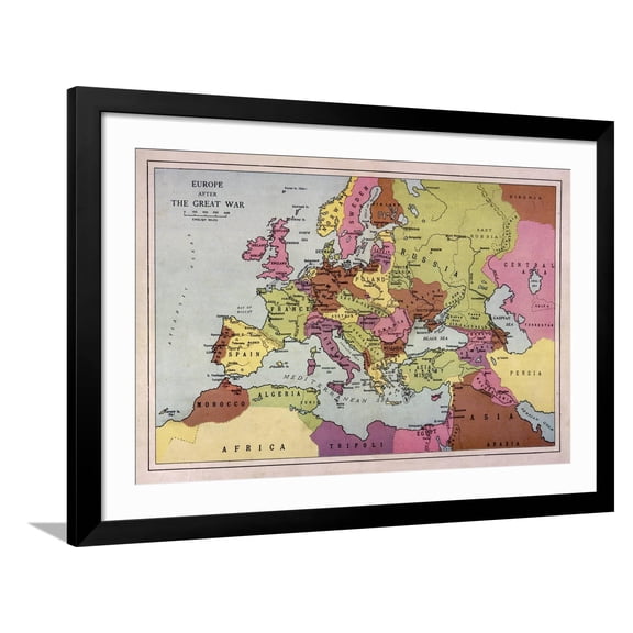 Art.com The Map of Europe after World War One Art Print, Black Frame Wall Art, 44" x 32"