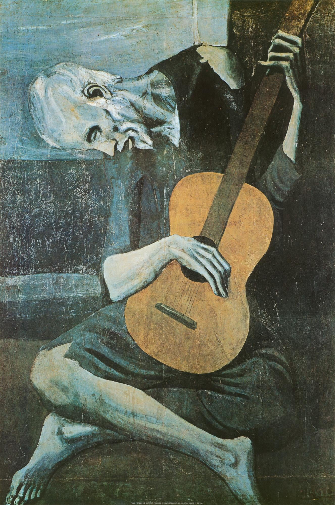 Pablo Picasso The Old Guitarist Blue and Brown Canvas Art 24x36