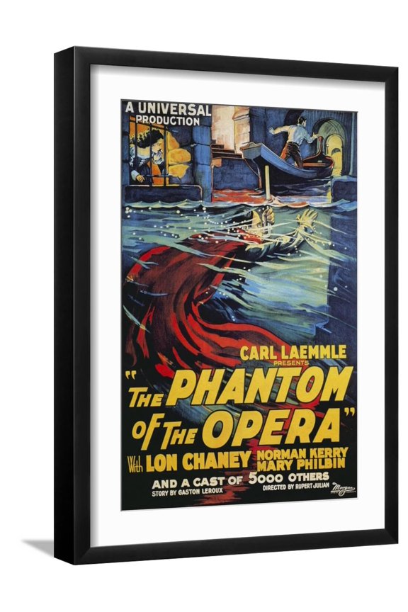 The Phantom of the Opera Movie Lon Chaney 1925 Art Print, Black Frame Wall Art, 17" x 23"