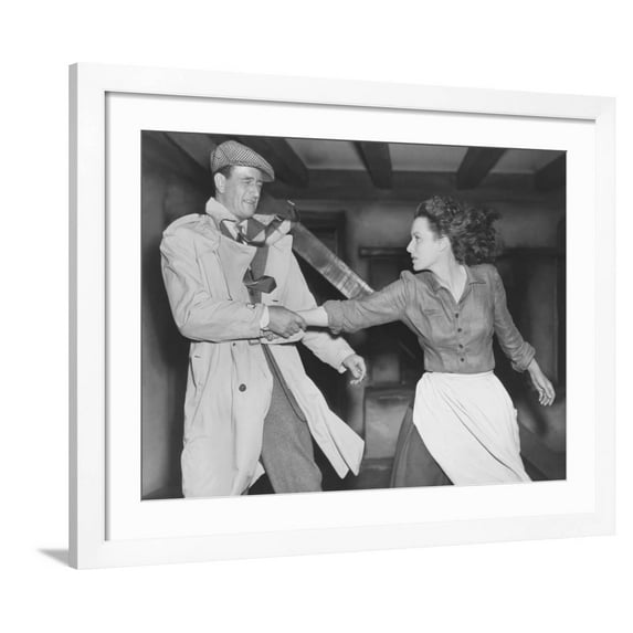 Art.com The Quiet Man, John Wayne, Maureen O'Hara, 1952 Photo, White Frame Wall Art, 40" x 32"