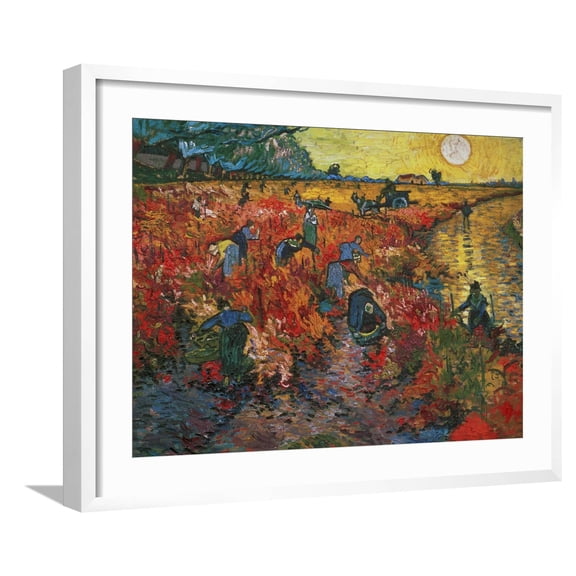 Art.com The Red Vineyard at Arles, c.1888 Giclee Print by Vincent van Gogh, White Frame Wall Art, 29" x 23"