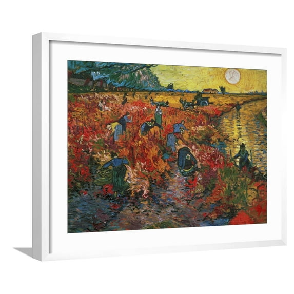 Art.com The Red Vineyard at Arles, c.1888 Giclee Print by Vincent van Gogh, White Frame Wall Art, 29" x 23"
