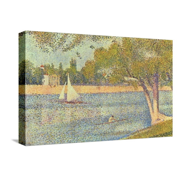 Art.com The Seine by the Island of Jatte in Spring Stretched Canvas Print Wall Art by Georges Seurat, 18" x 12"