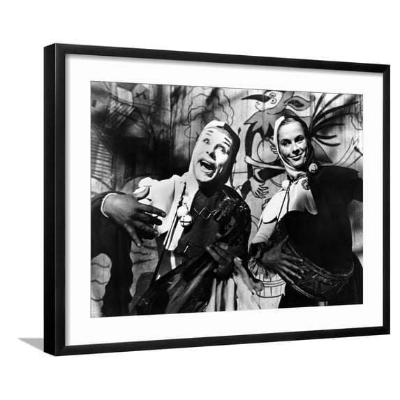 Art.com The Seventh Seal, Nils Poppe, Bibi Andersson 1957 Photo, Black Frame Wall Art, 29" x 23"