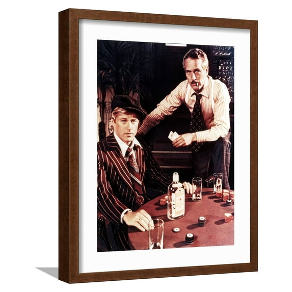 Art.com The Sting, from Left: Robert Redford, Paul Newman, 1973 Premium Photographic Print, Brown Frame Wall Art, 17" x 21"