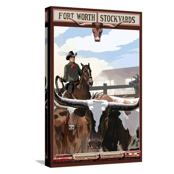 Art.com The Stock Yards - Fort Worth, Texas Stretched Canvas Print Wall Art by Lantern Press, 12" x 18"