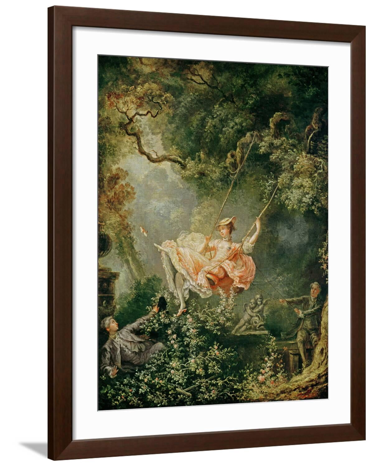 Art.com The Swing Giclee Print by Jean-Honor? Fragonard, Brown Frame Wall Art, 32" x 40"