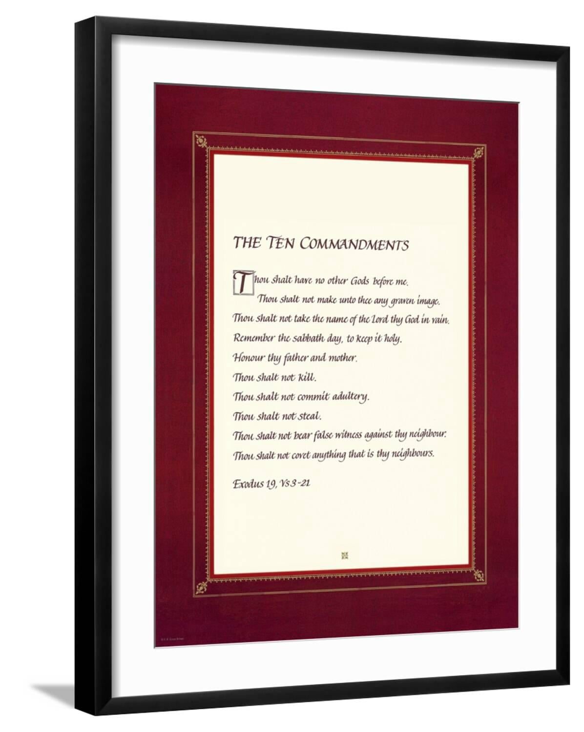 Art.com The Ten Commandments Art Print, Black Frame Wall Art, 23
