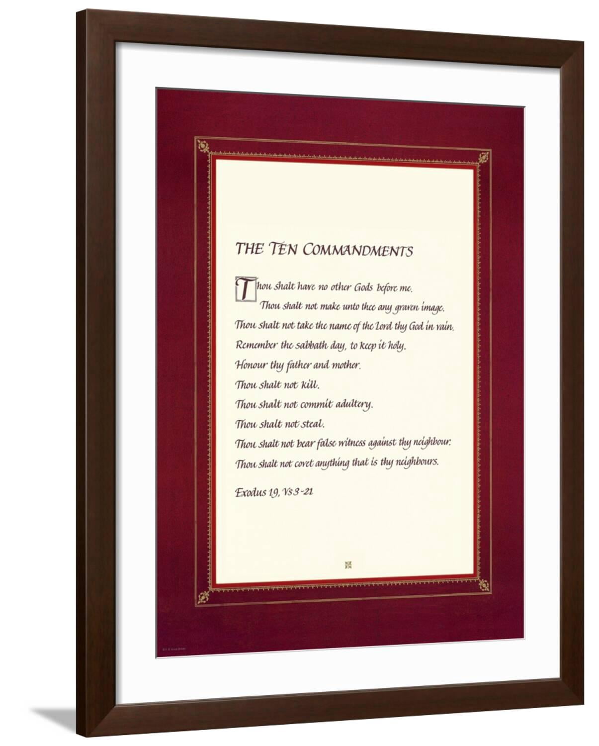 Art.com The Ten Commandments Art Print, Brown Frame Wall Art, 32