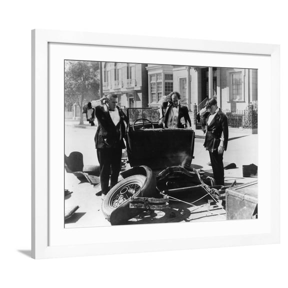 Art.com The Three Stooges: Car Troubles Photo, White Frame Wall Art, 40" x 32"