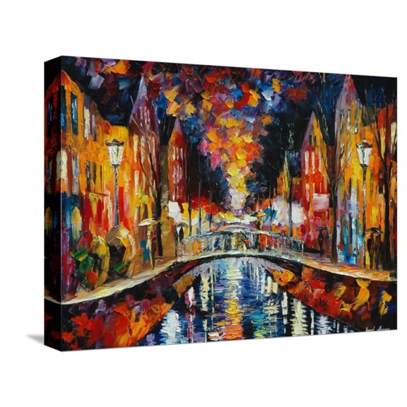 Art.com The Town Bridge Stretched Canvas Print Wall Art by Leonid Afremov, 16" x 12"