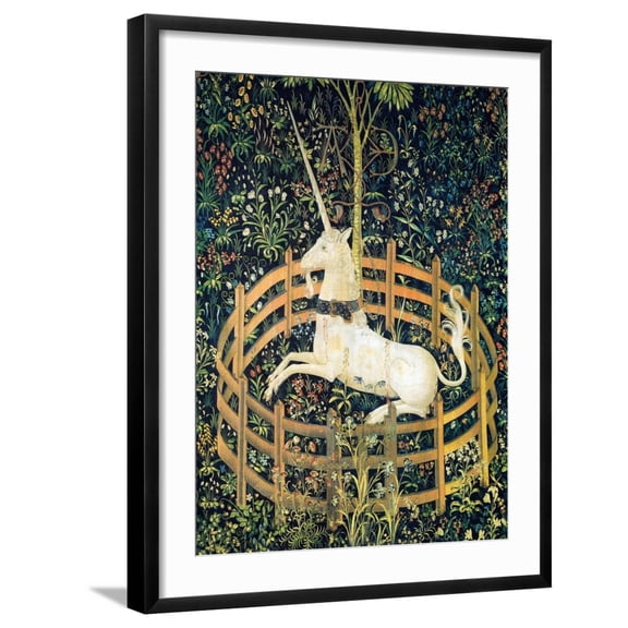 Art.com The Unicorn In Captivity (Detail) Art Print, Black Frame Wall Art, 23" x 29"