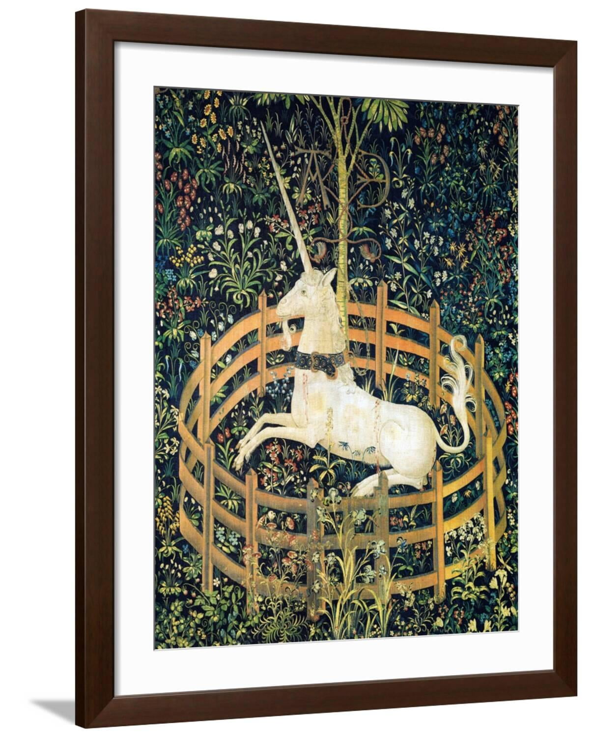 Art.com The Unicorn In Captivity (Detail) Art Print, Brown Frame Wall ...