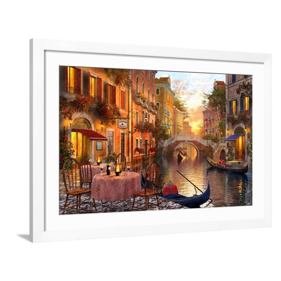 Art.com The Venitian Sunset Art Print by Dominic Davison, White Frame Wall Art, 44" x 32"