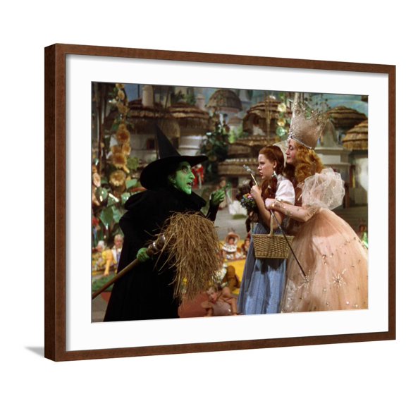 Art.com The Wizard of Oz, Margaret Hamilton, Judy Garland, Billie Burke, 1939 Photo, Brown Frame Wall Art, 29" x 23"