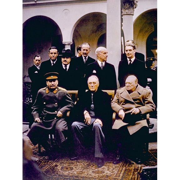 Art.com The Yalta Conference, Joseph Stalin, Franklin D. Roosevelt, Winston Churchill, February, 1945 Photo, 12" x 16"
