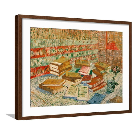 Art.com The Yellow Books, c.1887 Giclee Print by Vincent van Gogh, Brown Frame Wall Art, 29" x 23"