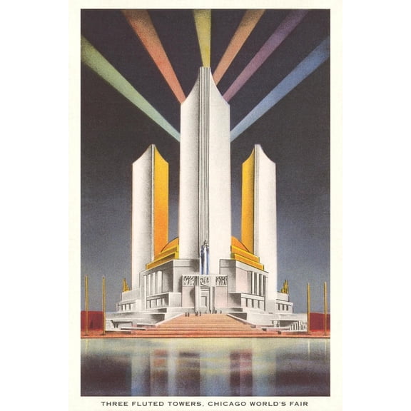 Art.com Three Fluted Towers, Chicago World's Fair Art Print, 24" x 36"