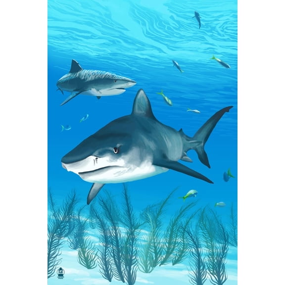 Art.com Tiger Shark Art Print by Lantern Press, 24" x 36"