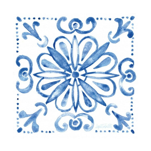 Art.com Tile Stencil IV Blue Art Print by Anne Tavoletti, 16" x 16"