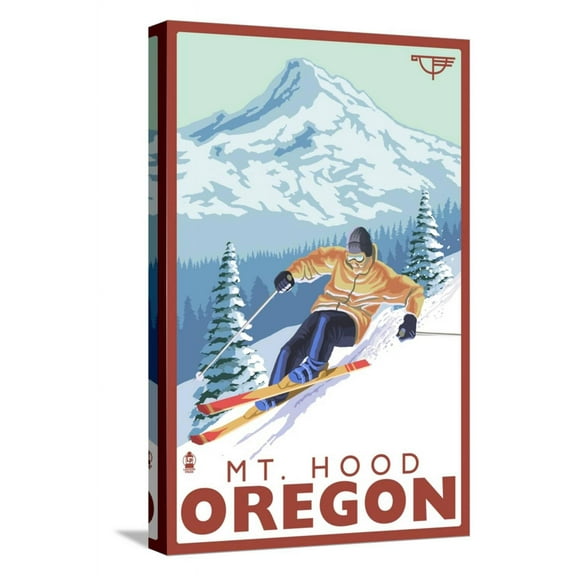 Art.com Timberline Lodge - Ski Mt. Hood, Oregon, c.2009 Stretched Canvas Print Wall Art by Lantern Press, 12" x 18"